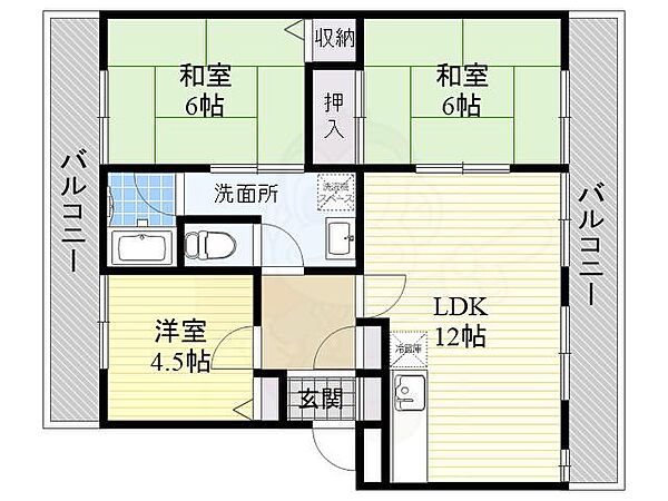 大阪府高石市東羽衣７丁目(賃貸マンション3LDK・2階・62.00㎡)の写真 その2