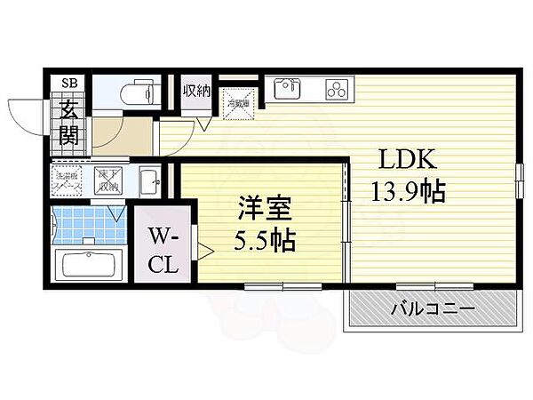 大阪府泉大津市我孫子(賃貸アパート1LDK・1階・46.12㎡)の写真 その2