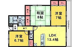 アルシュコートC棟 211 ｜ 大阪府堺市北区金岡町（賃貸マンション3LDK・2階・77.00㎡） その2