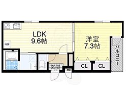 南海線 高石駅 徒歩6分の賃貸アパート 1階1LDKの間取り