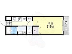 アジュール石津B 1Kの間取図画像