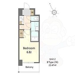 堺市西区浜寺石津町西1丁マンション 1Kの間取図画像