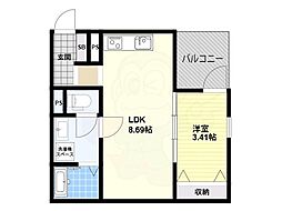 Fstyle西取石4号館 3階1LDKの間取り
