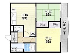 グリーンヒル草部 2DKの間取図画像