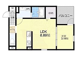 Fstyle西取石4号館 2階1LDKの間取り