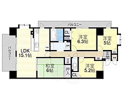 ファミールハイツ泉大津セントハーバーシティ1番館 4LDKの間取図画像