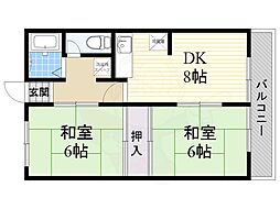 つくのハイツB棟 2DKの間取図画像
