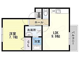 草庵 1LDKの間取図画像