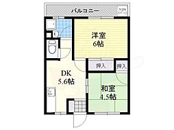 オリーブハイツ 2DKの間取図画像