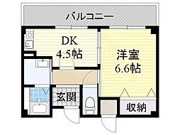 メルヴェール 1DKの間取図画像