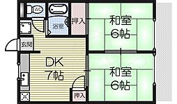 コーポ西取石 2LDKの間取図画像