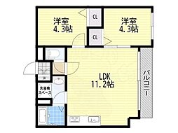 堺市西区浜寺昭和町3丁アパート 2LDKの間取図画像