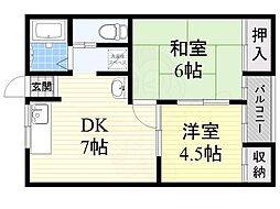 カイザ20 2DKの間取図画像