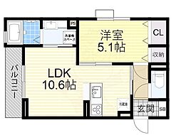 シエロアズール 1LDKの間取図画像
