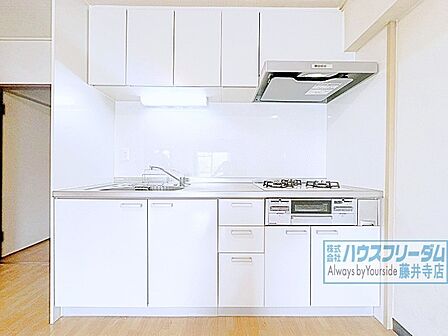 壁付キッチンなのでリビングを広々使えます!