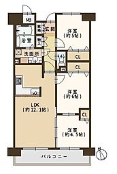 ファミールハイツ八尾B棟 3LDKの間取図画像