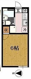 フラットハーベスト 1Kの間取図画像