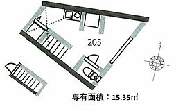 サークルハウスニシオギキタ ワンルームの間取図画像