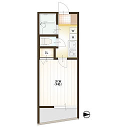 プルーマ武蔵野 3階1Kの間取り