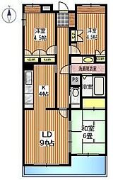 シャルール田無 3LDKの間取図画像