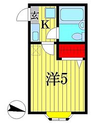 フレンドリー金町 2階1Kの間取り