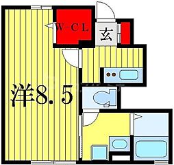 メルヴェーユ 1階1Kの間取り