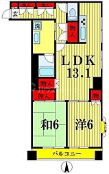 ルミナスはなみずき 2階2LDKの間取り