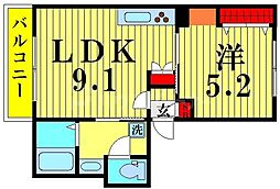 アルブル オ クロシェット 1階1LDKの間取り