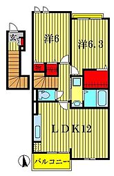 アバンツァート2 2LDKの間取図画像