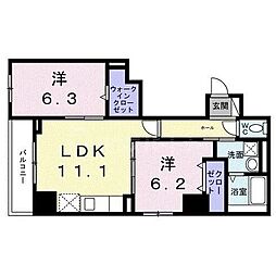 シエスタ キー 2LDKの間取図画像