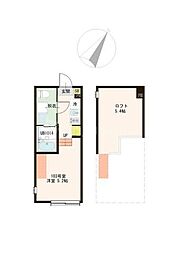 京成本線 京成高砂駅 徒歩10分の賃貸アパート 1階ワンルームの間取り