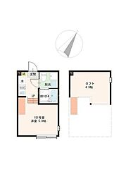 京成本線 京成高砂駅 徒歩10分の賃貸アパート 1階ワンルームの間取り