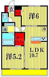 つくばエクスプレス 八潮駅 徒歩8分の賃貸アパート 3階2LDKの間取り