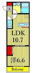ルリアン北小岩3 1LDKの間取図画像