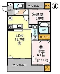 K-APARTMENT 2LDKの間取図画像