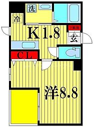 エスポワール 1Kの間取図画像