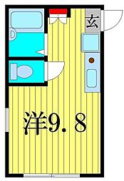 プリエールアンジェ ワンルームの間取図画像