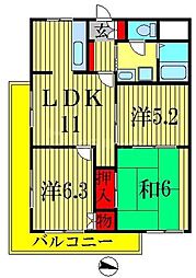 スカイフォーラム小岩 3LDKの間取図画像