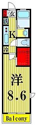 クレストコート 1Kの間取図画像