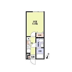 ブランノワール小岩 1Kの間取図画像