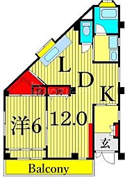 桜ハイツ 1LDKの間取図画像