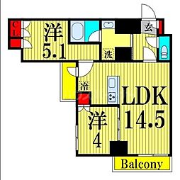 メトロステージ亀有 2LDKの間取図画像