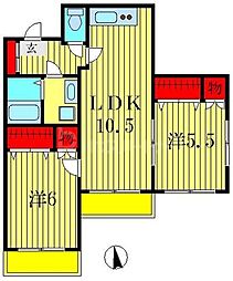 エーデルハイム 2LDKの間取図画像
