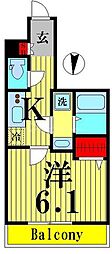 SPコート亀有 1Kの間取図画像