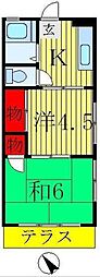 第1吉岡マンション 2Kの間取図画像