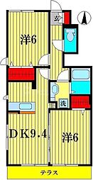 プランドール2 2DKの間取図画像