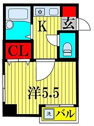 デシマルビル3 1Kの間取図画像