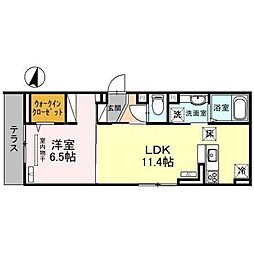 アヴァンス八潮A 1LDKの間取図画像