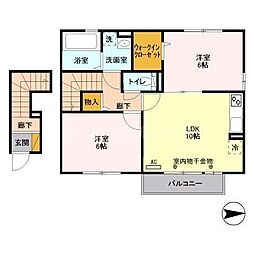 スマートハイツA 2LDKの間取図画像