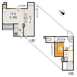 CB八潮ルフィノ 1Kの間取図画像